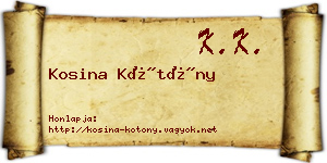 Kosina Kötöny névjegykártya